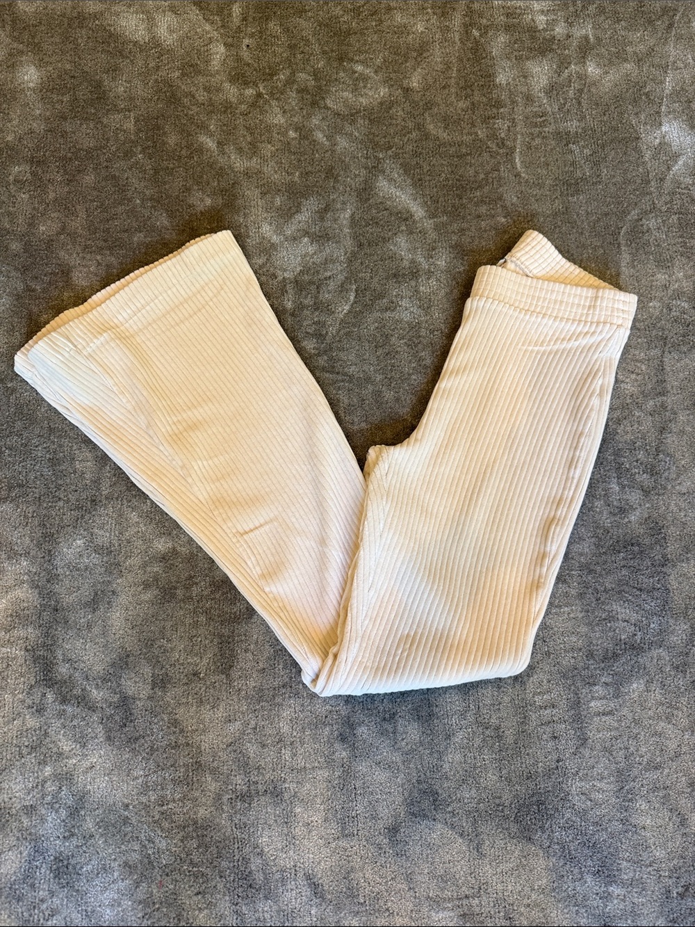 aerie Cream Ribbed Boot Cut Pants (Size S SHORT)
